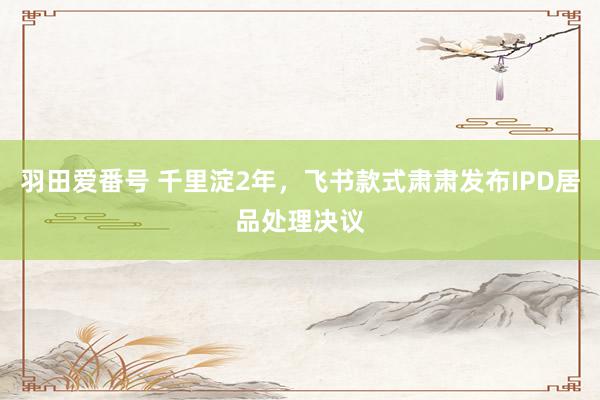 羽田爱番号 千里淀2年，飞书款式肃肃发布IPD居品处理决议