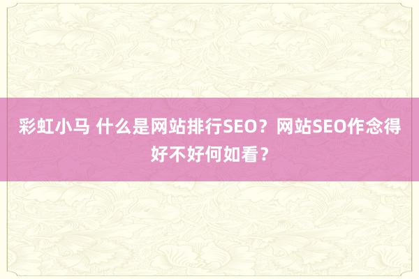 彩虹小马 什么是网站排行SEO？网站SEO作念得好不好何如看？