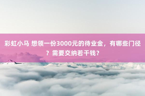 彩虹小马 想领一份3000元的待业金，有哪些门径？需要交纳若干钱？