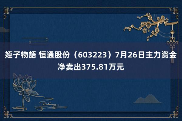 姪子物語 恒通股份（603223）7月26日主力资金净卖出375.81万元