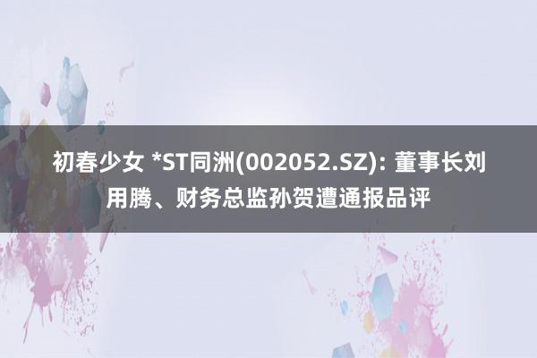 初春少女 *ST同洲(002052.SZ): 董事长刘用腾、财务总监孙贺遭通报品评