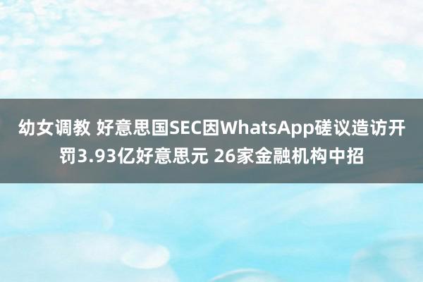 幼女调教 好意思国SEC因WhatsApp磋议造访开罚3.93亿好意思元 26家金融机构中招