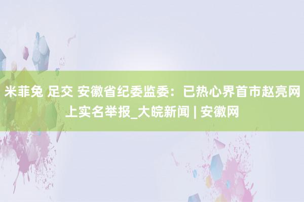 米菲兔 足交 安徽省纪委监委：已热心界首市赵亮网上实名举报_大皖新闻 | 安徽网