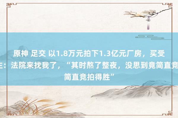 原神 足交 以1.8万元拍下1.3亿元厂房，买受东说念主：法院来找我了，“其时熬了整夜，没思到竟简直竞拍得胜”